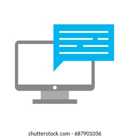 computer desktop with speech bubble