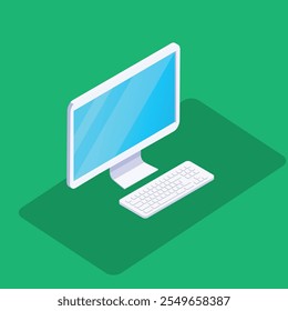 Computer desktop technology isolated icon vector illustration, perfect for tech-related designs, websites, and applications, representing modern computing and digital workspaces.