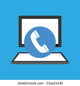computer desktop telephone communication social network vector illustration eps 10