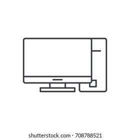 computer, desktop thin line icon. Linear vector illustration. Pictogram isolated on white background