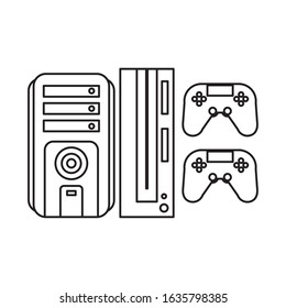 computer desktop tower with video game console vector illustration design