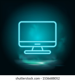 Computer , desktop vector blue neon icon