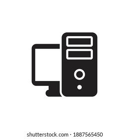 Computer desktop vector icon, pc symbol. Simple, flat design for web or mobile app