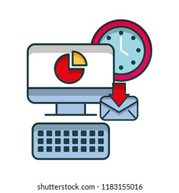 computer desktop with watch and envelope