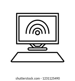 computer desktop with wifi signal