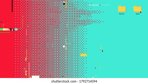 Computer desktop windows glitch and error, digital dither illustration background