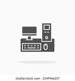 Computer Desktop Workspace glyph icon. Can be used for digital product, presentation, print design and more.