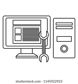 computer desktop with wrench