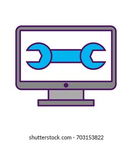 computer desktop with wrench