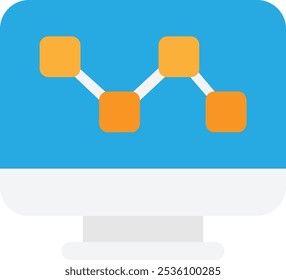 Computer Device Analytics Icon Vector Flat Illustration