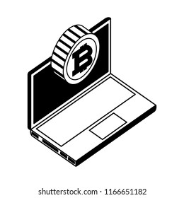 computer device with bitcoin virtual isometric icon