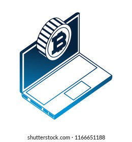 computer device with bitcoin virtual isometric icon