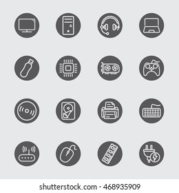 Computer device black circles line icon