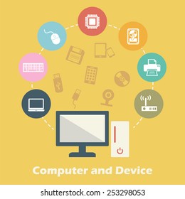 computer and device concept, vector technology icons