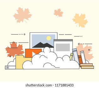 Computer device data cloud storage security flat design vector illustration