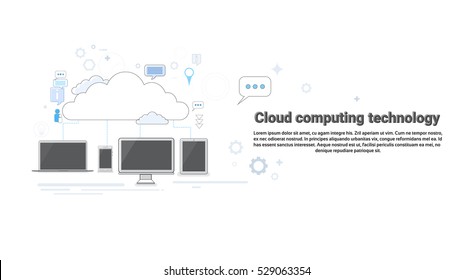 Computer Device Data Cloud Storage Security Thin Line Vector Illustration