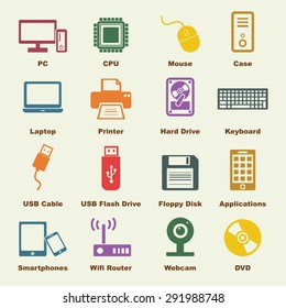 computer and device elements, vector infographic icons