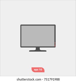 Computer device icon, monitor symbol, flat vector and trendy illustration sign