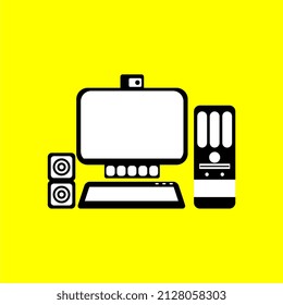 computer device icon vector illustration, with assorted hardware