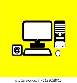 computer device icon vector illustration, with assorted hardware