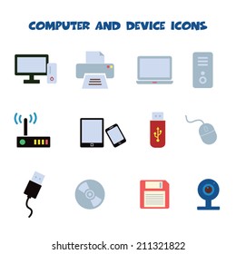 computer and device icons, vector symbols