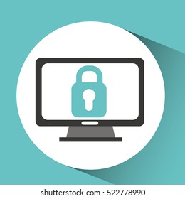 computer device padlock network icon vector illustration eps 10