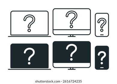 Computer device with question mark icon. Illustration vector