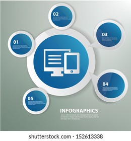 Computer device,Blank circle for text,vector