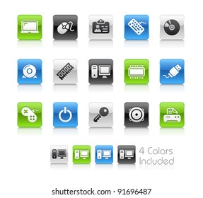  Computer & Devices Buttons / The file Includes 4 color versions in different layers.
