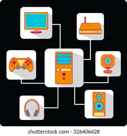 Computer devices in flat style. Vector illustration