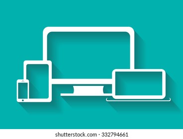 Computer devices icon with lap-top. tablet, mobile phone and screen