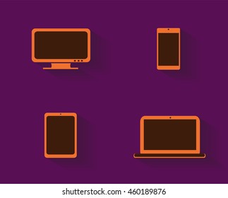 Computer devices icon vector, orange color