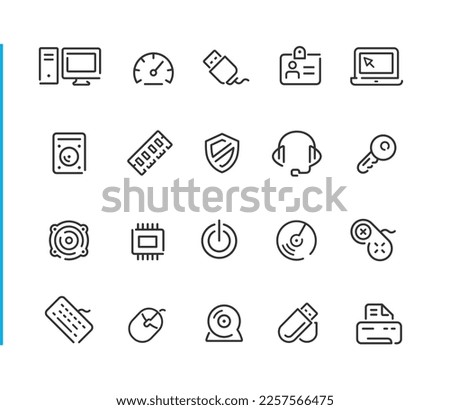 Computer and Devices Icons - Blue Line Series - Vector line icons for your digital or print projects. 