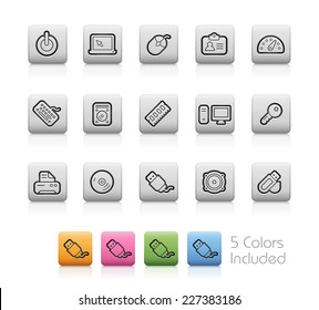 Computer and Devices Icons // Outline Buttons +++ Each color in a layer - To see the desired color, you need to make it visible in the layer panel +++ EPS 10+ / Contain Transparencies.