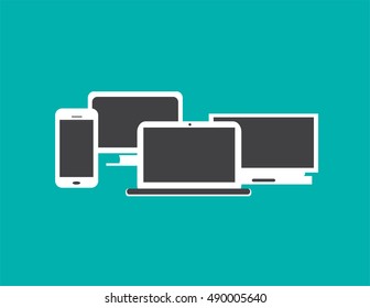 Computer devices icons vector with smart phone and laptop