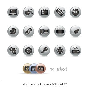 Computer & Devices // Metal Round Series --- It includes 4 color versions for each icon in different layers---