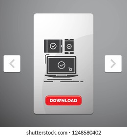 computer, devices, mobile, responsive, technology Glyph Icon in Carousal Pagination Slider Design & Red Download Button