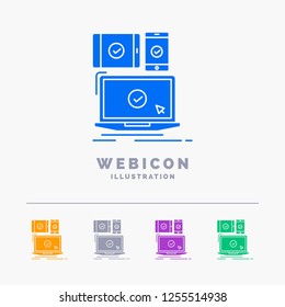 computer, devices, mobile, responsive, technology 5 Color Glyph Web Icon Template isolated on white. Vector illustration