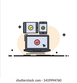 computer, devices, mobile, responsive, technology Flat Color Icon Vector