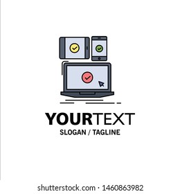 computer, devices, mobile, responsive, technology Flat Color Icon Vector. Vector Icon Template background