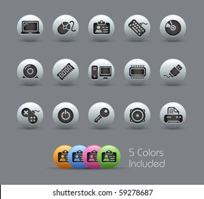 Computer & Devices // Pearly Series -------It includes 5 color versions for each icon in different layers ---------