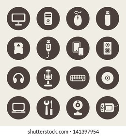 Computer devices theme icons set