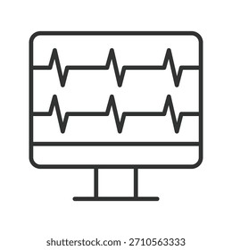 Computerdiagnose, Symbol im Zeilendesign. Computerdiagnose, digitale Gesundheitsfürsorge, Überwachung auf weißem Hintergrund, Vektor. Symbol für bearbeitbaren Strich bei der Computerdiagnose