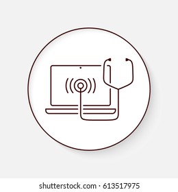 Computer diagnostic thin line icon. Vector illustration.