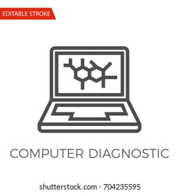 Computer Diagnostic Thin Line Vector Icon. Flat Icon Isolated on the White Background. Editable Stroke EPS file. Vector illustration.