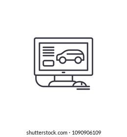 Computer diagnostics of cars linear icon concept. Computer diagnostics of cars line vector sign, symbol, illustration.