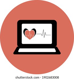 Computer diagnostics icon. ECG, cardiology, heartbeat, breathing, pulse Icon.