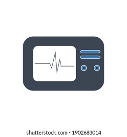 Icono de diagnóstico de equipo. ECG, cardiología, latido cardíaco, respiración, icono del pulso.