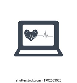 Computer diagnostics icon. ECG, cardiology, heartbeat, breathing, pulse Icon.