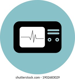 Computer diagnostics icon. ECG, cardiology, heartbeat, breathing, pulse Icon.